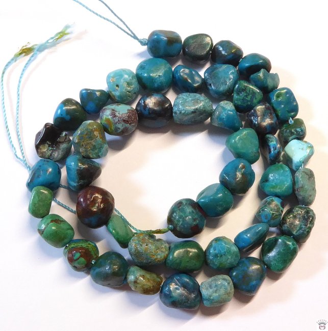 Chrysokollstrang, Nuggetstrang, ca. 8x10 mm
