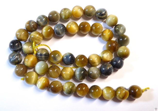 Tigeraugestrang, dunkelgold, Kugelstrang, ca. 8-9 mm
