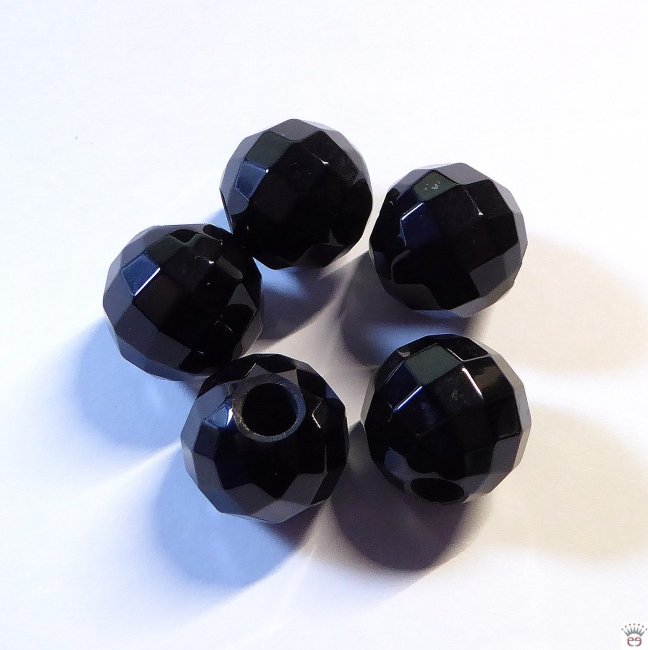 Grosslochperle Kugel Onyx, 16 mm, facettiert