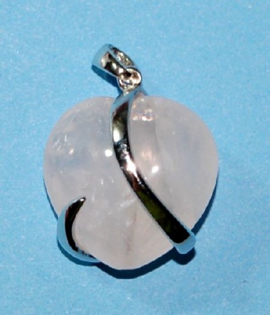 Herzanhänger Rosenquarz Silber