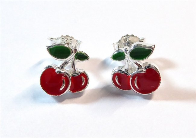 Silberohrstecker Kirschen, Kinderschmuck