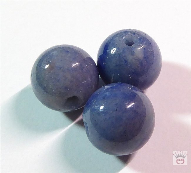 Edelsteinkugel Blauquarz, ca. 16 mm mit großer Bohrung