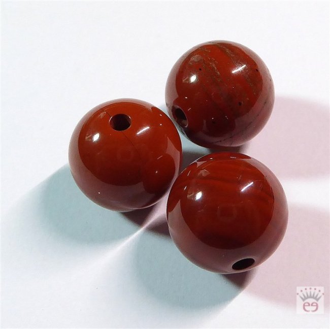 Edelsteinkugel Jaspis rot, ca. 16 mm mit großer Bohrung