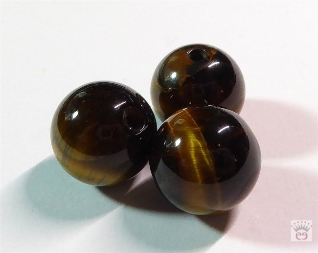 Edelsteinkugel Tigerauge, ca. 16 mm mit großer Bohrung
