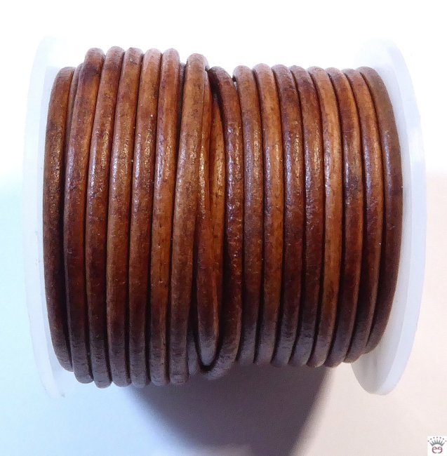Rindslederband Vintage Pecan Brown, ca. 2 mm