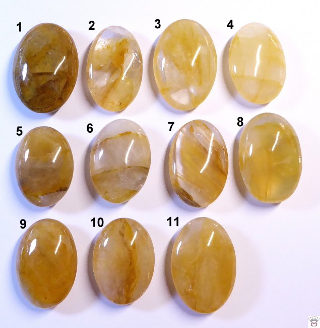 Linsenstein ungebohrt, Hematoide Quarz (Golden Healer)