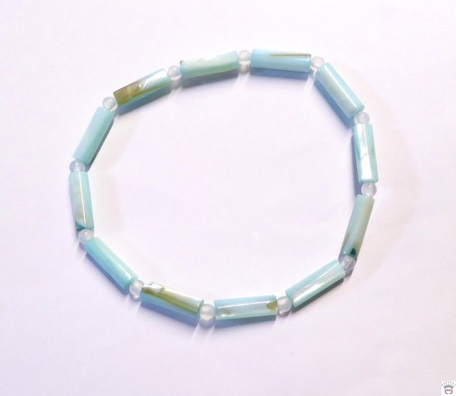 Muschelperlenarmband, Light Turquoise Blue