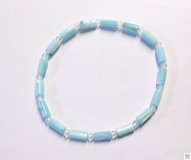 Muschelperlenarmband, Light Turquoise Blue
