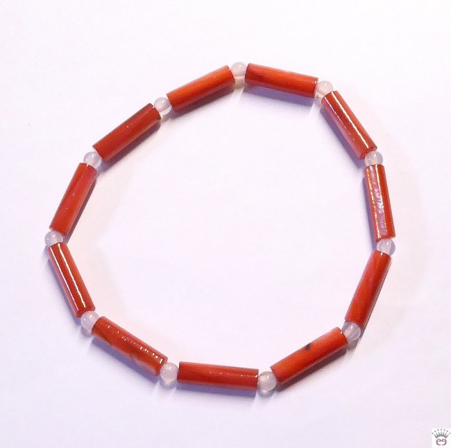 Muschelperlenarmband, Tube groß, Ruby Red