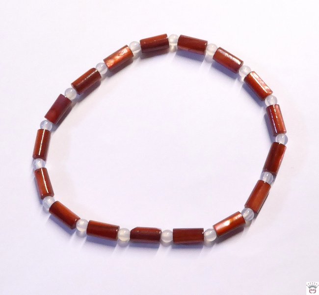 Muschelperlenarmband, Tube klein, Ruby Red