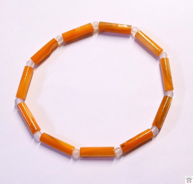 Muschelperlenarmband, Tube groß, Royal Orange