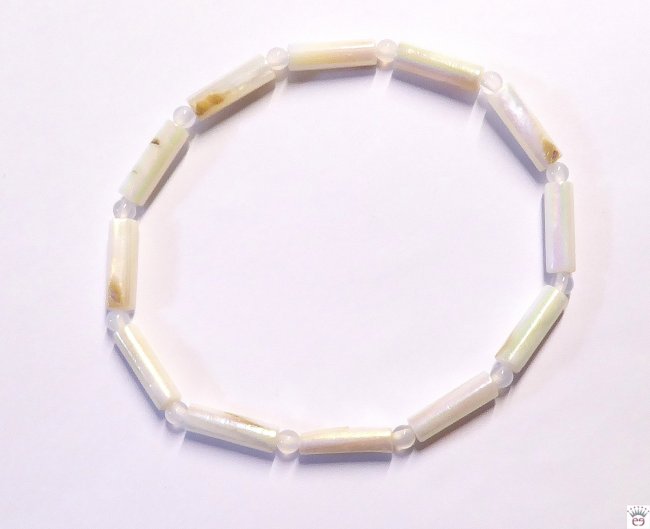 Muschelperlenarmband, Tube groß, Cream Beige AB