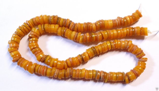 Muschelperlenstrang, Disc, Gelb-Orange