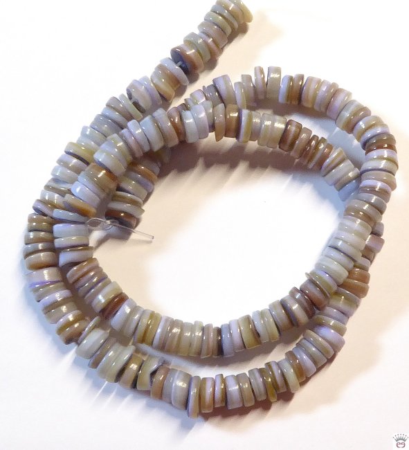 Muschelperlenstrang, Disc, Lavender Grey