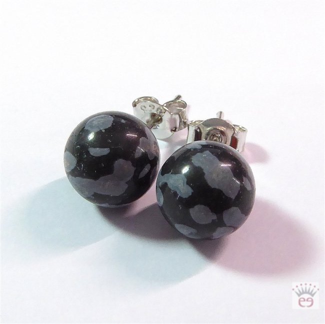 Silberohrstecker Schneeflockenobsidian