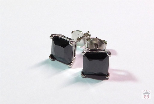 Silberohrstecker Zirkonia schwarz Quadrat