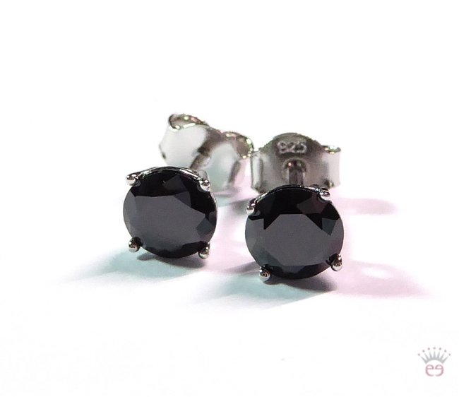 Silberohrstecker Zirkonia schwarz rund