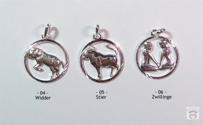 Sternzeichenanhänger Silber, mit Rand