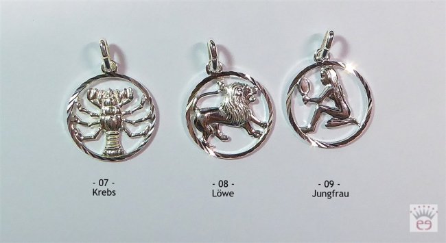 Sternzeichenanhänger Silber, mit Rand