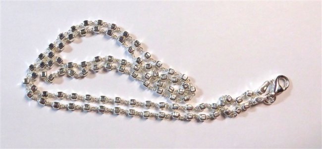 Silberkette Ankerkette mit Würfeln