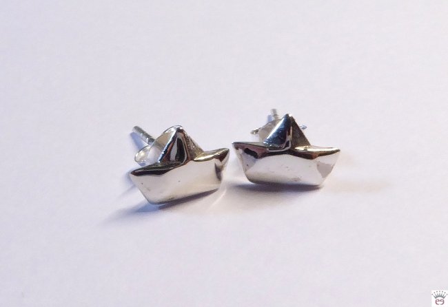 Silberohrstecker Papierschiff