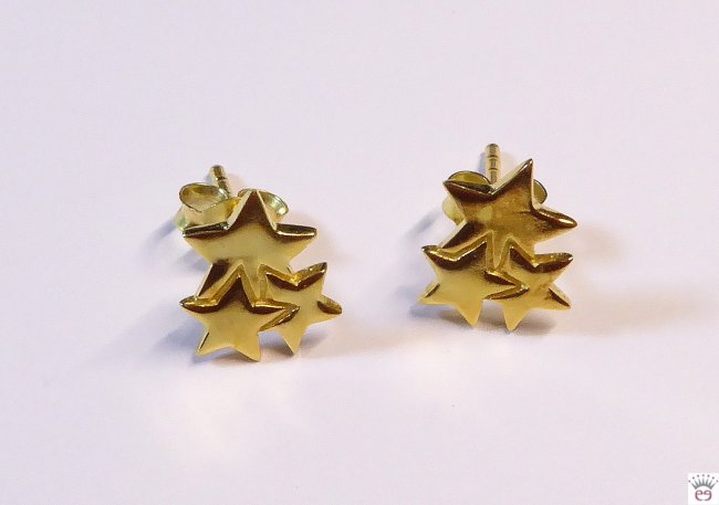 Silberohrstecker Sterne, vergoldet