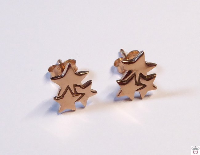 Silberohrstecker Sterne, rosé vergoldet