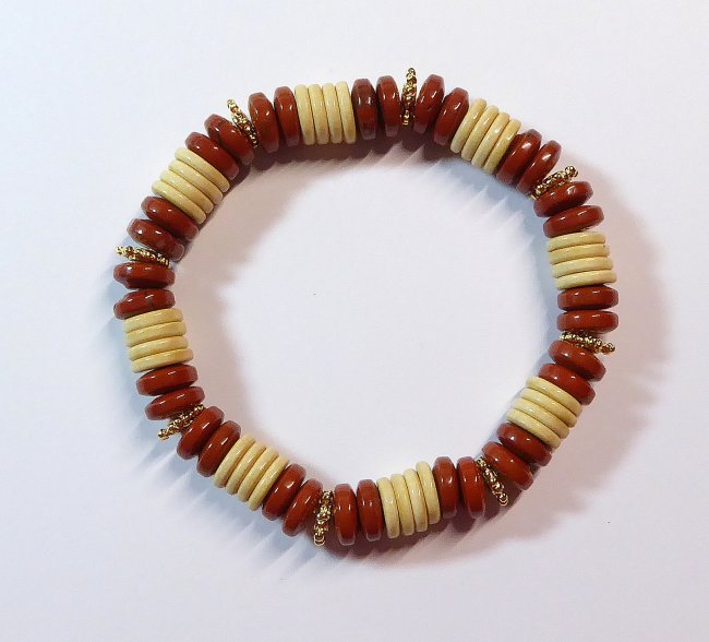Edelsteinarmband Jaspis rot, Achat, Messing