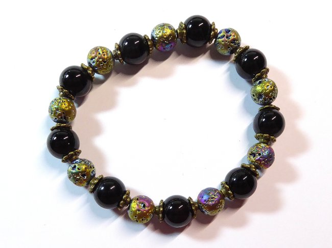 Edelsteinarmband Onyx, Lava (beh.)