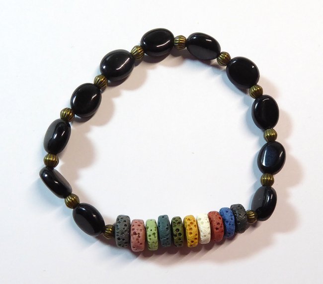 Edelsteinarmband Onyx, Lava (beh.)