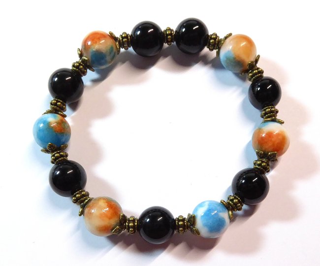 Edelsteinarmband Onyx, Jade (beh.)