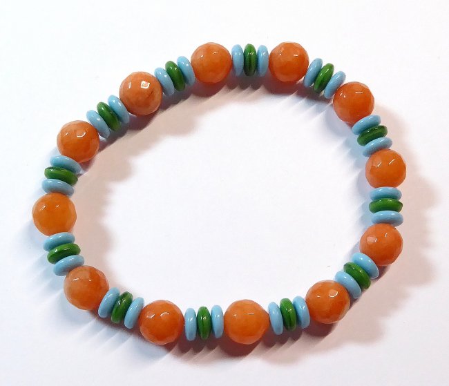 Edelsteinarmband Jade, Glasrondelle