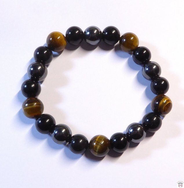 Armschmuck Kugelarmband Hämatit, Obisidian, Tigerauge, ca. 10 mm