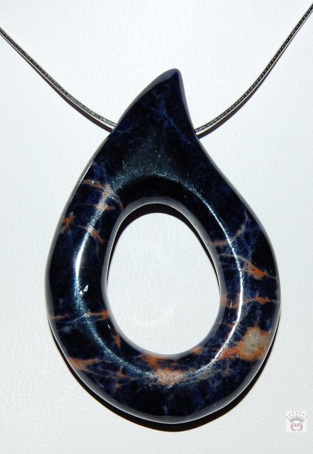 Edelsteinanhänger Sodalith, Tropfen groß, ca. 57x37mm, gebohrt