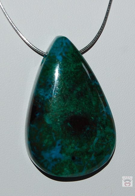 Edelsteinanhänger Chrysokoll, Tropfenform