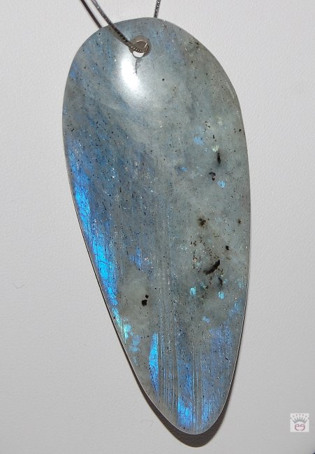 Tropfenförmiger Edelsteinanhänger Labradorit weiß