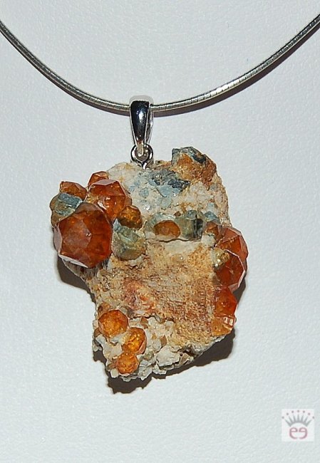 Freiform-Anhänger Spessartin (Granat), Silberöse