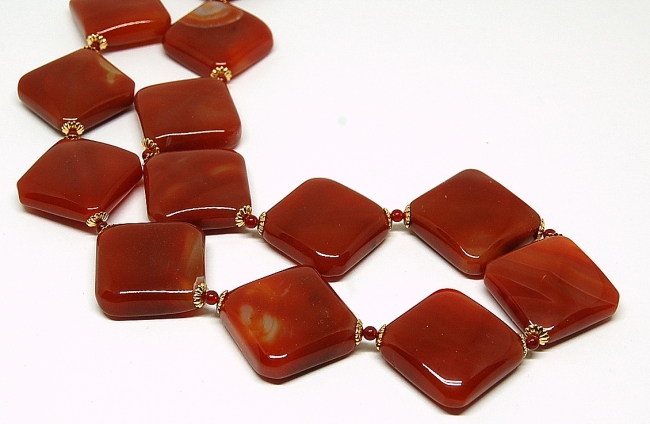 Edelsteinkette Karneol-Quadrate