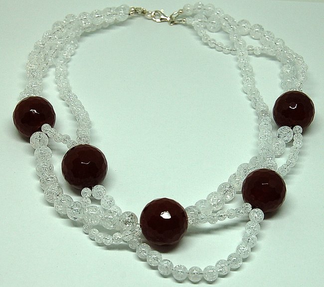 Edelsteinkette Bergkristall-Karneol