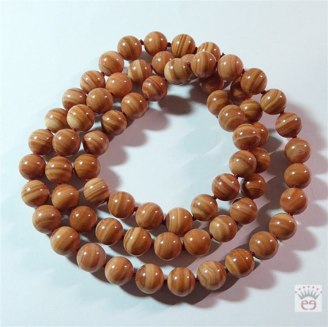 Edelsteinkette mit roten Aragonitkugeln, geknotet