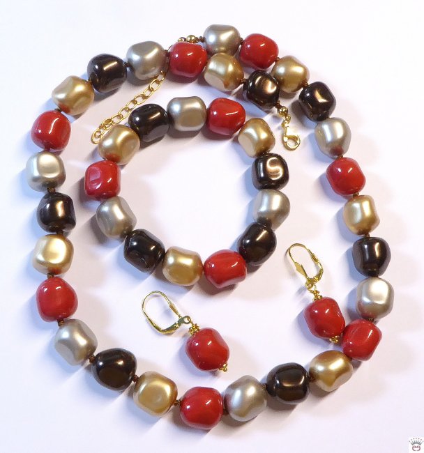 Perlenkettenset, Multicolor, Swarovski Perlen.