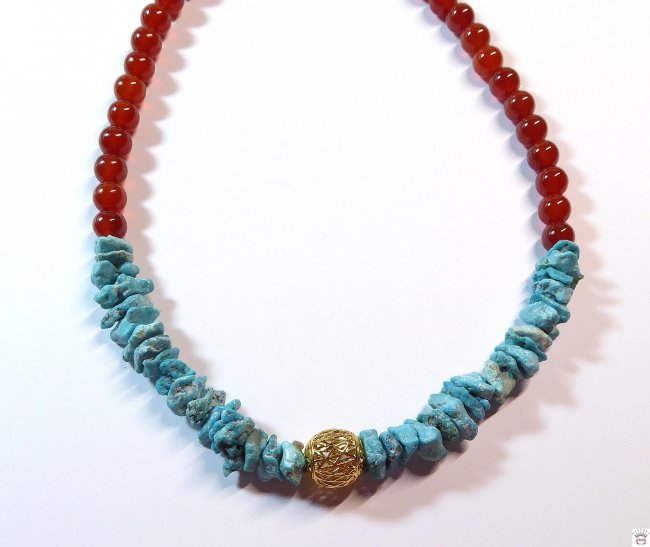 Edelsteinkette Karneol, Türkis