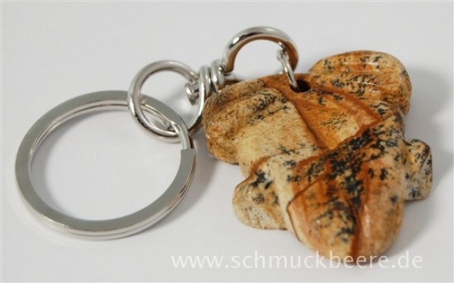 Edelsteinschlüsselanhänger Landschaftsjaspis-Frosch