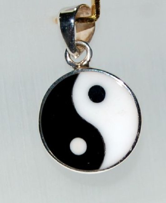 Silberanhänger Yin Yang Kunstharz